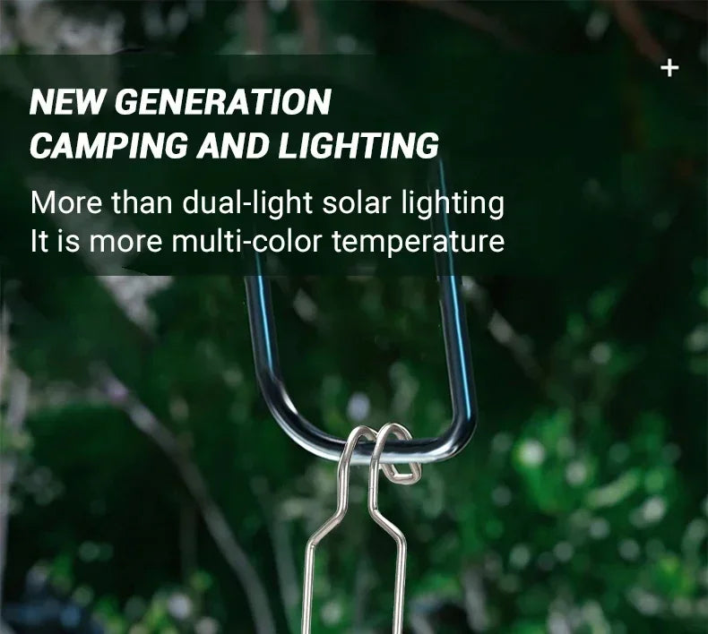 Outdoor Solar Camping Lamp USB Rechargeable Waterproof Lantern with Power Bank for Portable Emergency Tent Hunting Fishing Light