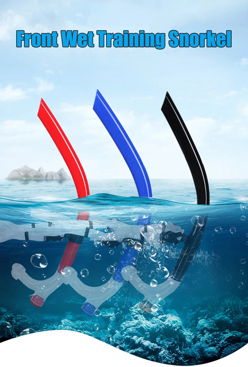 Swim Snorkel For Lap Swimming Training Snorkeling Front Mounted Training Gear With Comfortable Silicone Mouthpiece For Adult/Kid