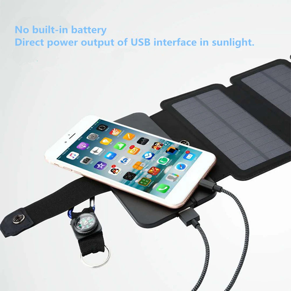 Portable Folding Outdoor Solar Panel Charger 5V 2.1A USB Output Devices Camp Hiking Backpack Travel Power Supply For Smartphones