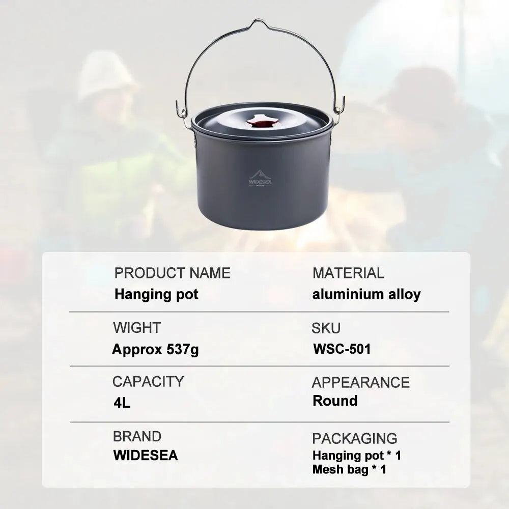 4L Camping Hanging Pot Cookware-2