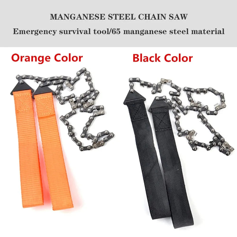 Portable Survival Chain Saw Emergency Camping Hiking Climbing Tools Manual Chain Saw Tool Bag Outdoor Hand Zipper Saw Kit