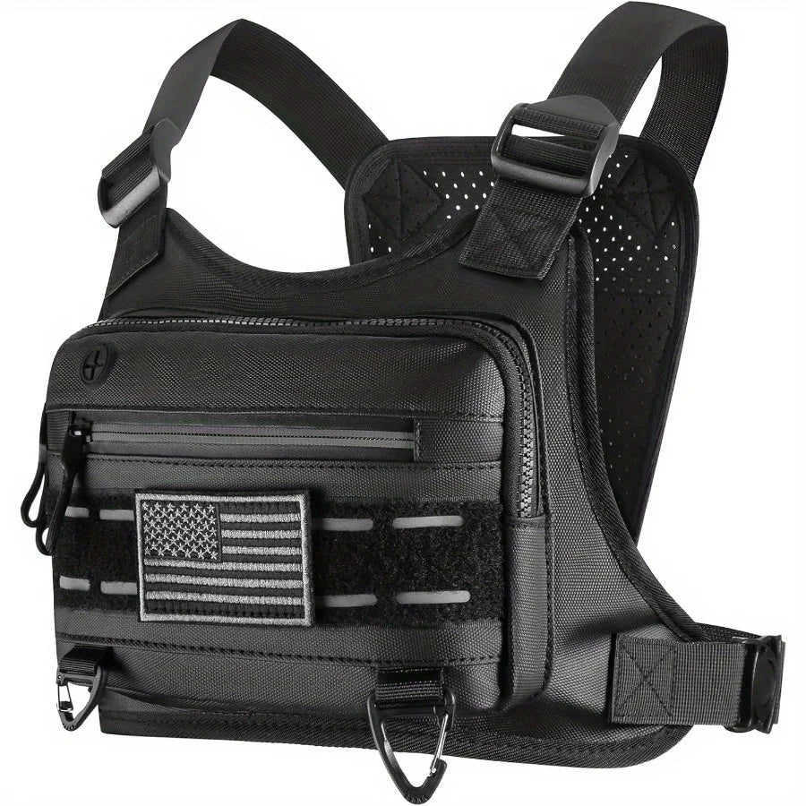 OutdoorTactical Chest BagRunning Vest Waterproof Anti-Theft Chest Bag Running Vest Bag with Adjustable Shoulder Straps