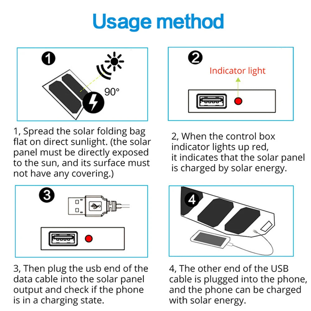 Portable Folding Outdoor Solar Panel Charger 5V 2.1A USB Output Devices Camp Hiking Backpack Travel Power Supply For Smartphones