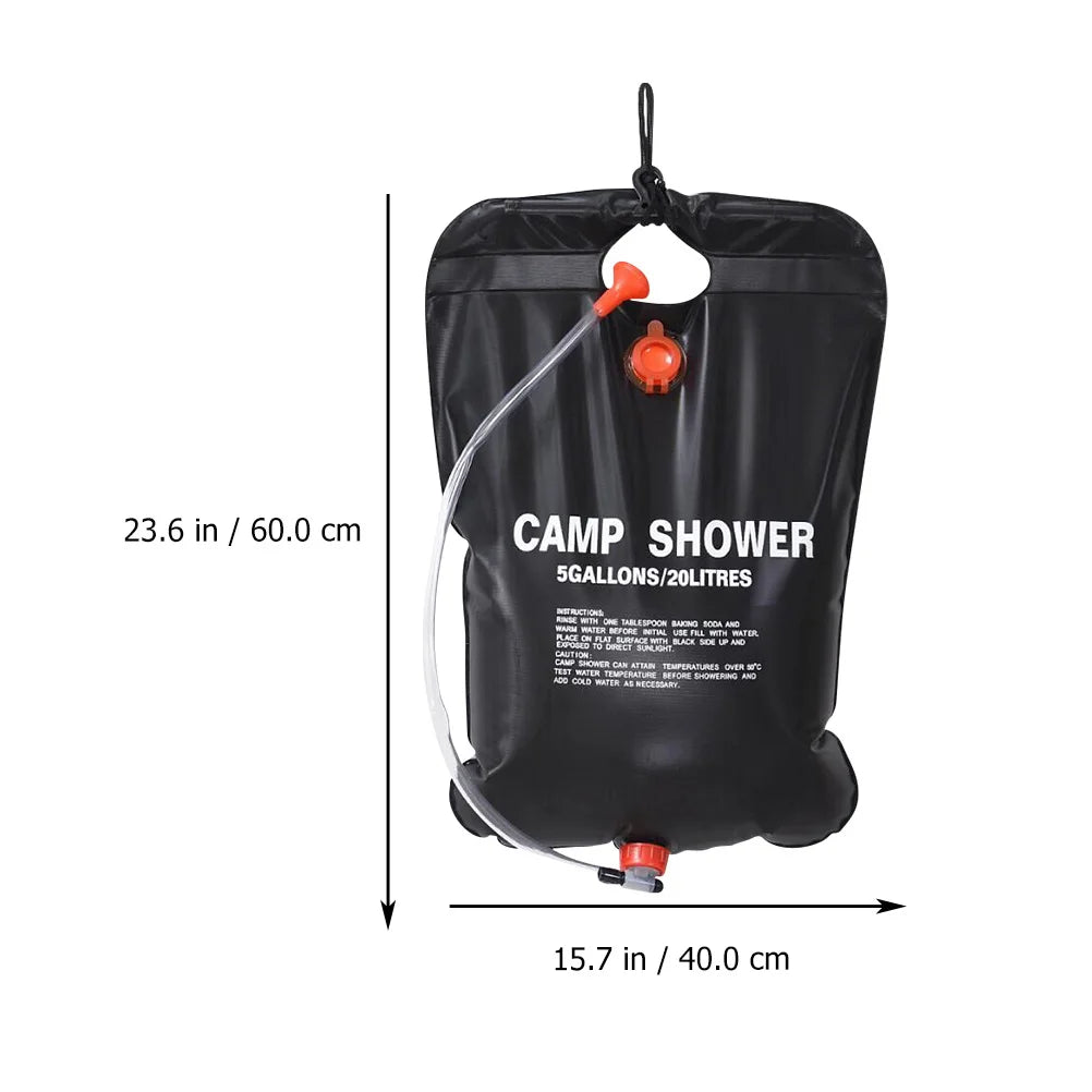 2 Pcs Sixpence up Tent Outdoor Camping Shower Bag Hiking Solar Travel Powered Heater for
