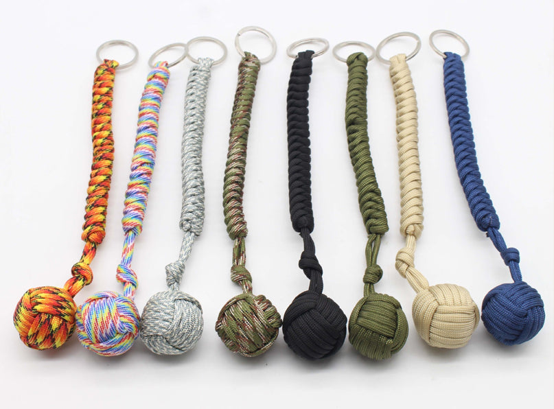 Outdoor Security Protection Black Monkey Fist Steel Ball for Girl Bearing Self Defense Lanyard Survival Key Chain Broken Windows