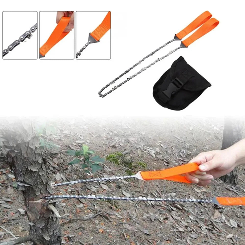 Portable Survival Chain Saw Emergency Camping Hiking Climbing Tools Manual Chain Saw Tool Bag Outdoor Hand Zipper Saw Kit