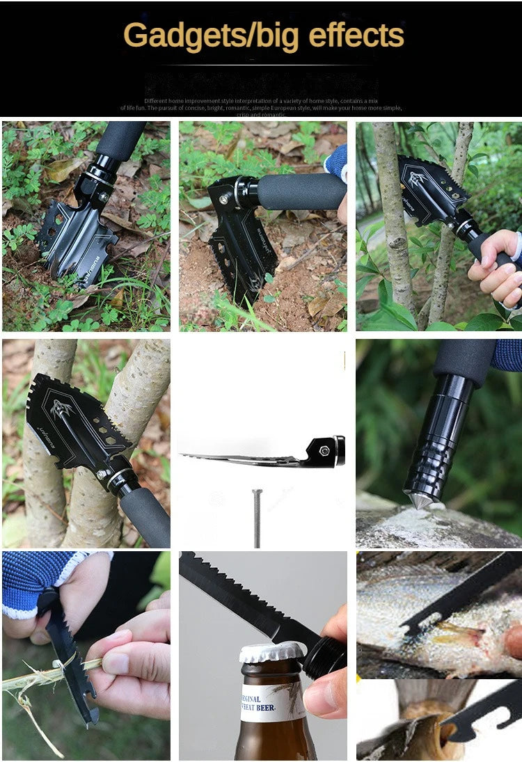 Outdoor Engineering Shovel Folding Multi-function Survival Shovels Steel Small Fishing Shovels Truck Mounted Military Tools