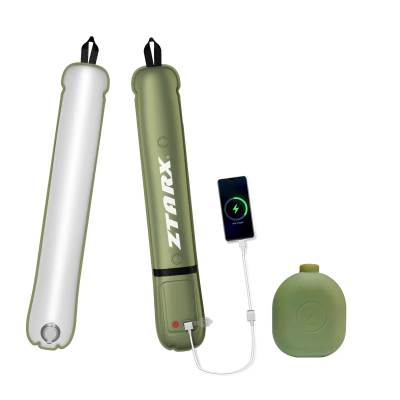 Portable Air Tube Light Foldable LED Soft Light Inflatable USB Solar Charging Waterproof Outdoor Photography Camping Lighting