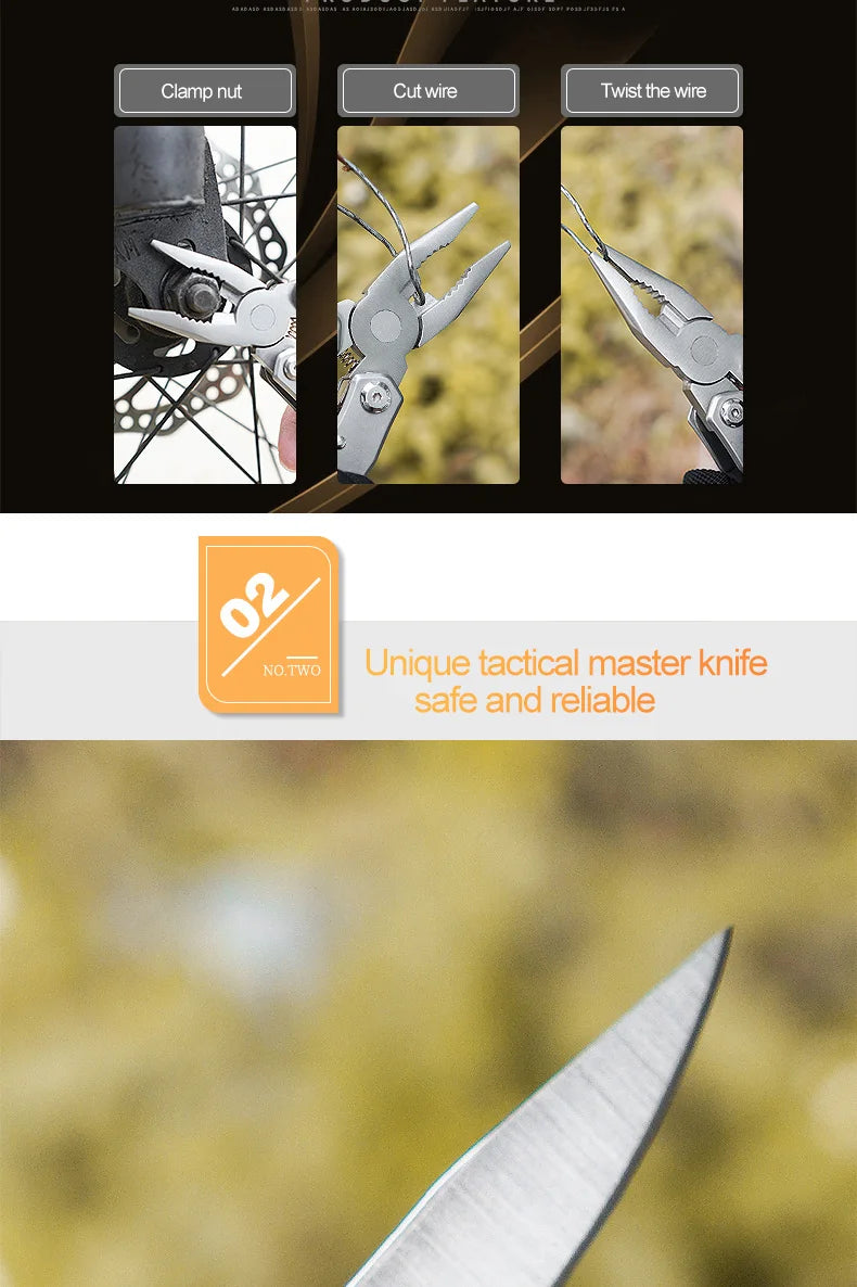 Multifunction Folding Pliers Pocket Knife Plier Outdoor Camping Tactical Survival Hunting Tools Stainless Steel Multi-tool Knife