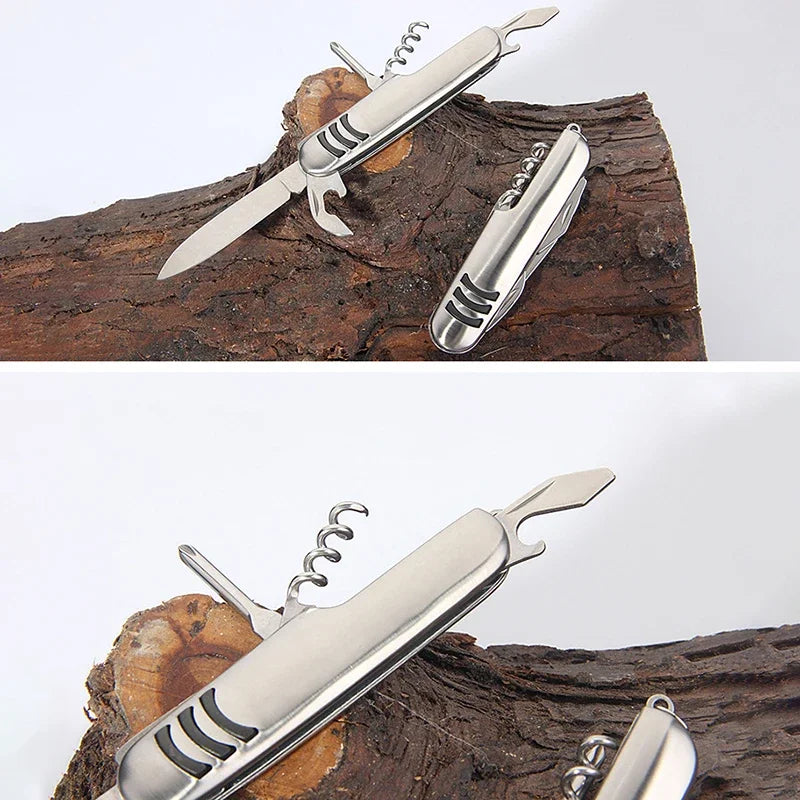 1 Piece Multifunctional Folding Stainless Steel Knife Swiss Army Knife Camping Knife Fruit Knife Barbecue Universal Knife