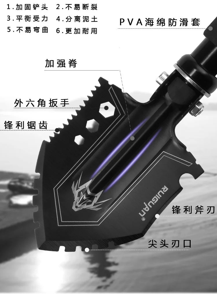 Outdoor Engineering Shovel Folding Multi-function Survival Shovels Steel Small Fishing Shovels Truck Mounted Military Tools