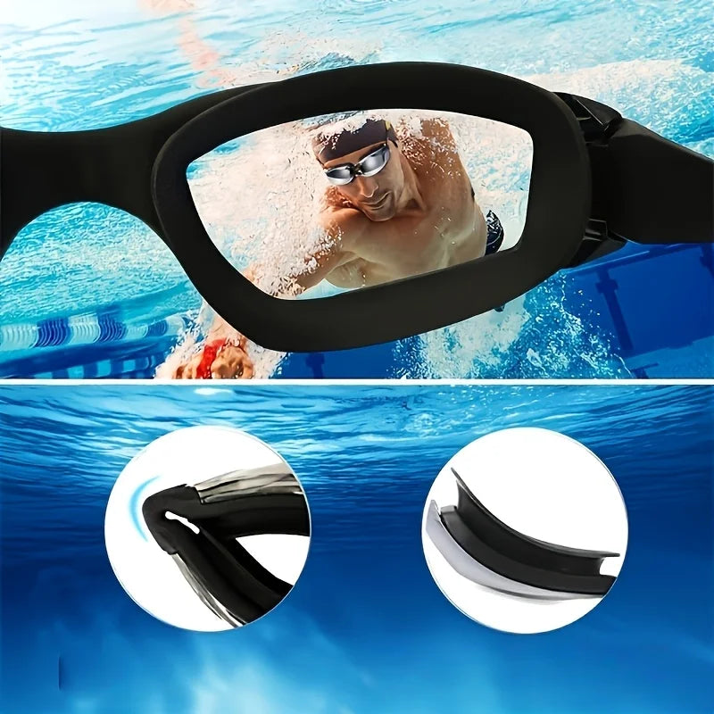 Swimming goggles; suitable for swimming, water sports, diving, swimming accessories, adjustable headband swimming equipment.