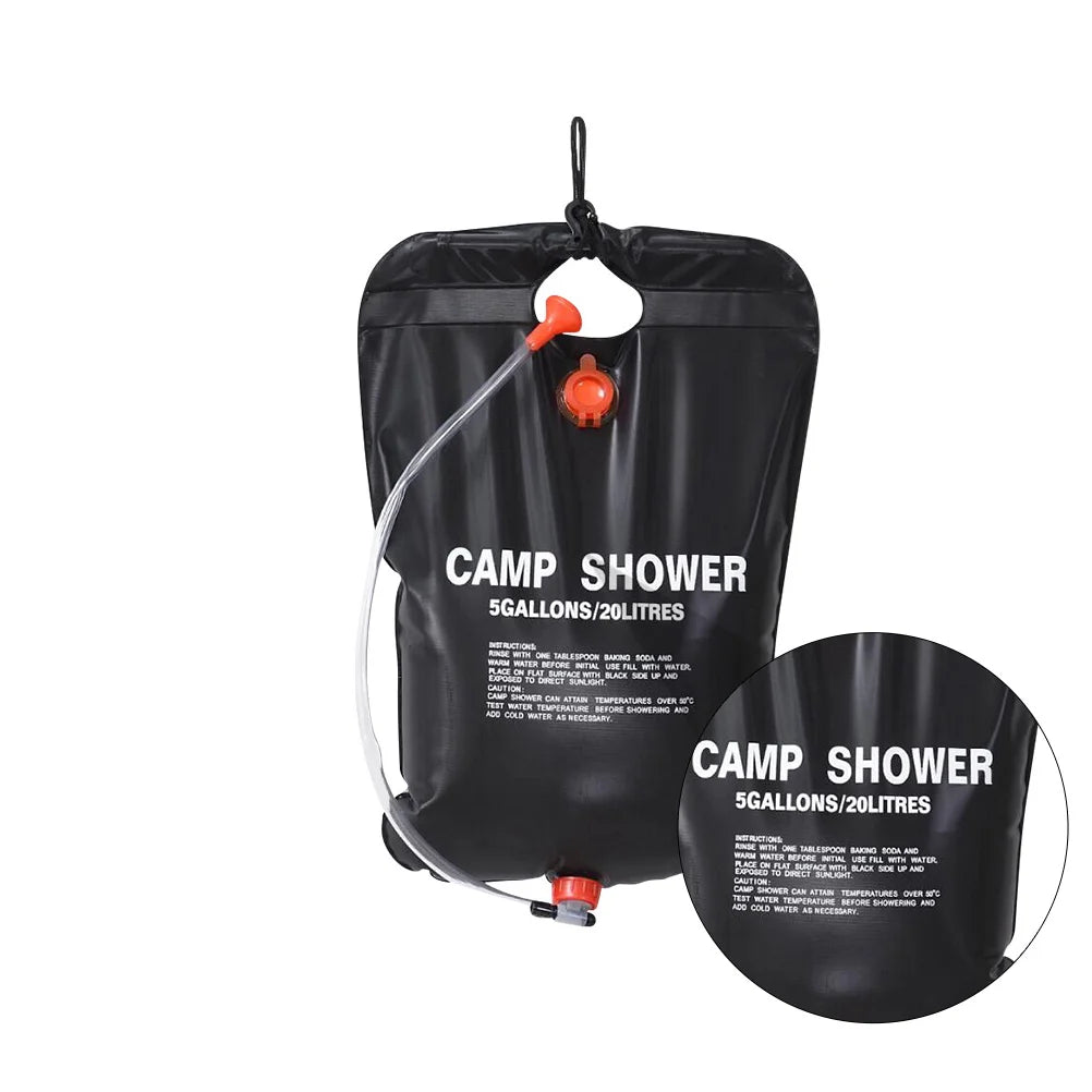 2 Pcs Sixpence up Tent Outdoor Camping Shower Bag Hiking Solar Travel Powered Heater for