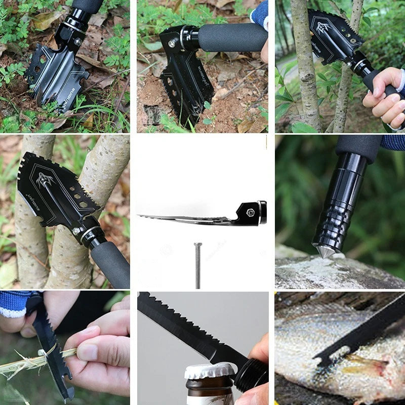 Outdoor Engineering Shovel Folding Multi-function Survival Shovels Steel Small Fishing Shovels Truck Mounted Military Tools