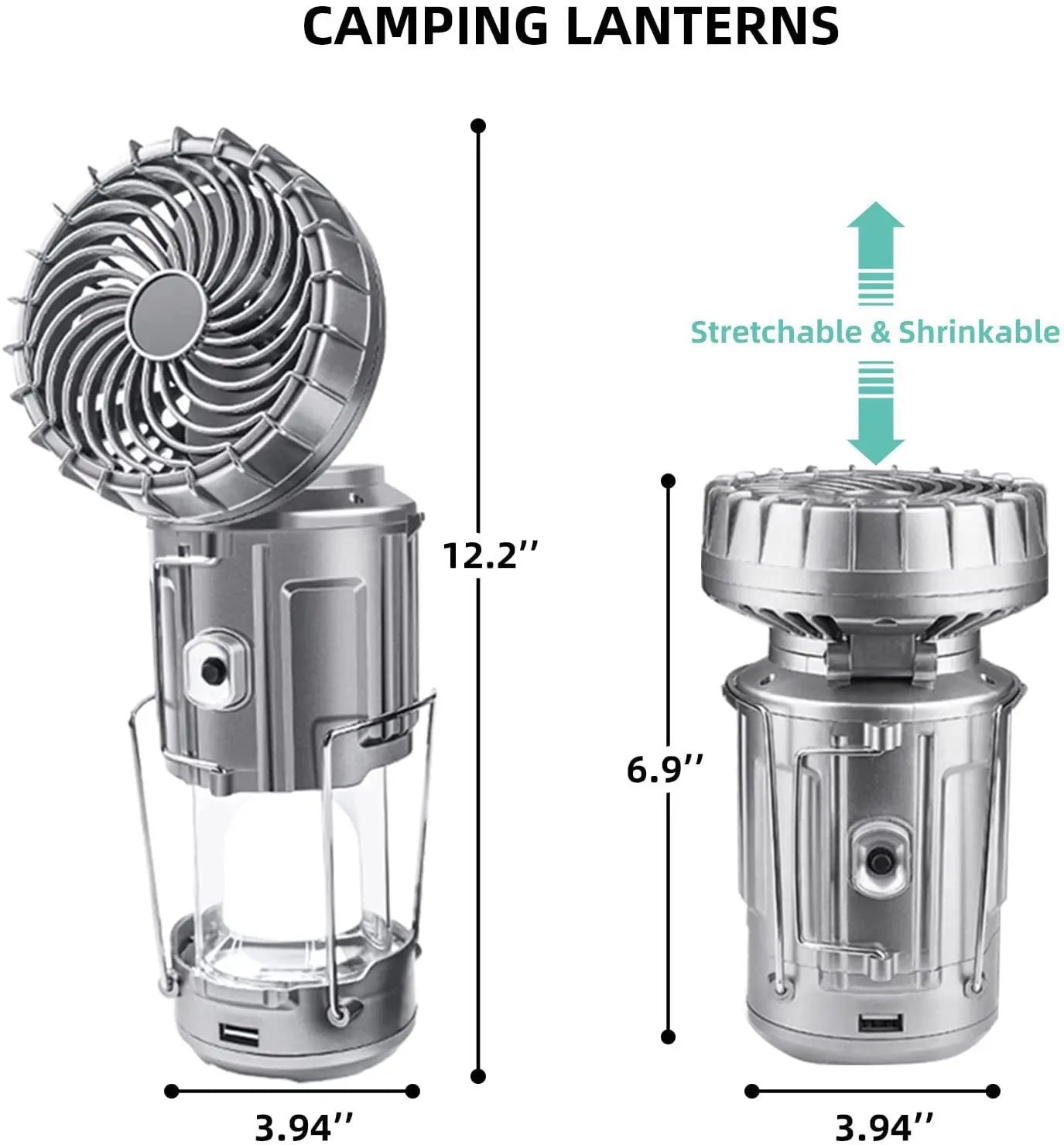Solar Multifunctional Handheld Camping Lamp Tent Lamp LED Portable Flashlight Portable Waterproof Emergency Powered Work Light