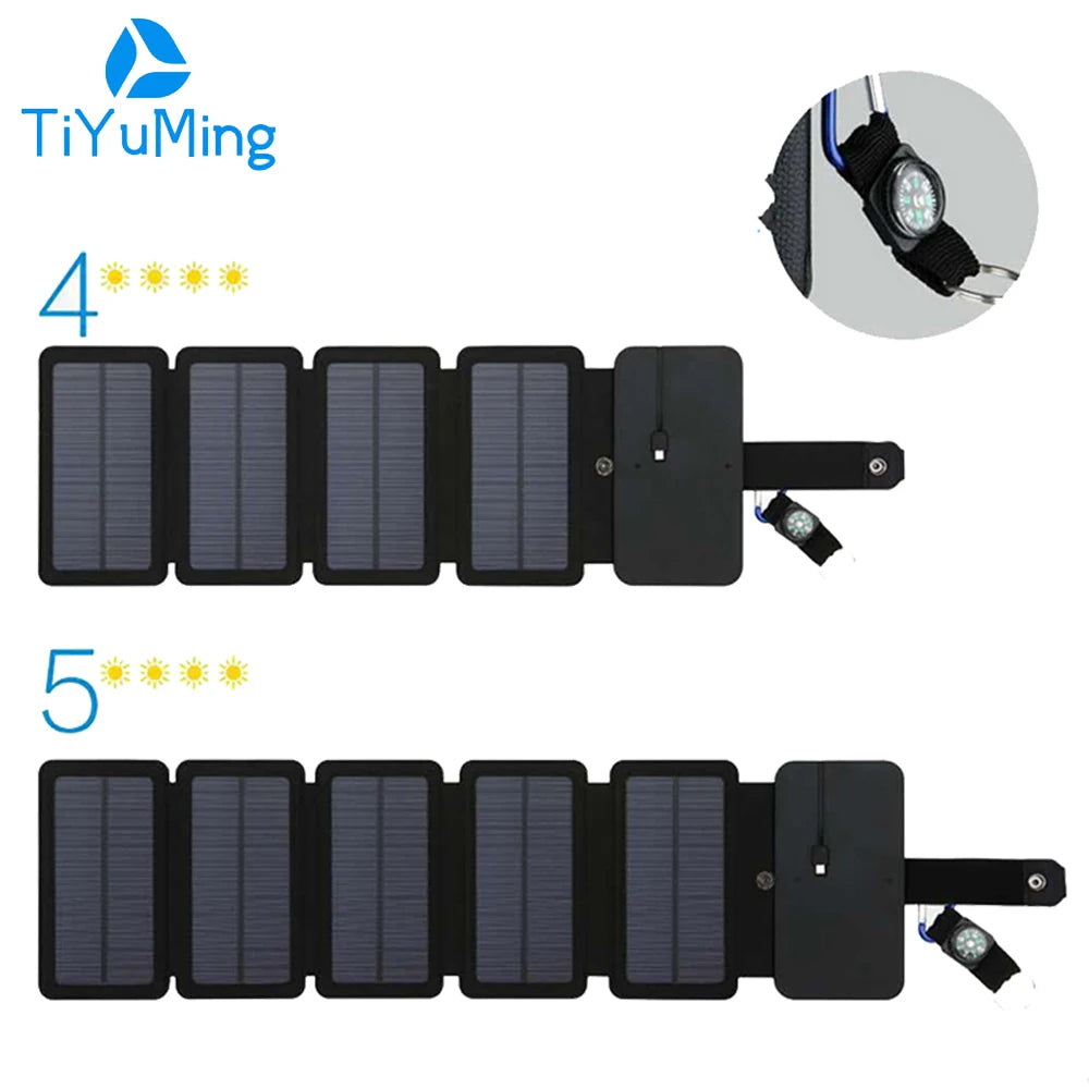 Portable Folding Outdoor Solar Panel Charger 5V 2.1A USB Output Devices Camp Hiking Backpack Travel Power Supply For Smartphones