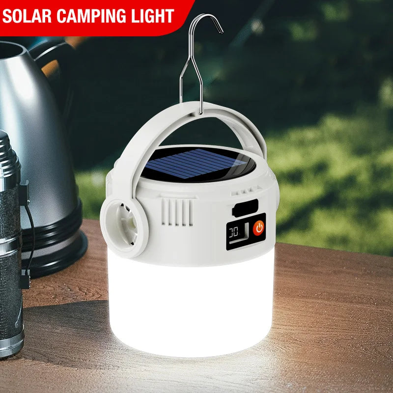 Ultra long endurance camping light, solar powered outdoor rechargeable tent light, emergency light, compact and portable, recha