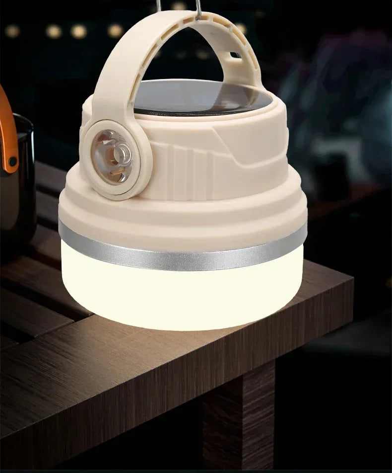 Outdoor Solar Camping Lamp USB Rechargeable Waterproof Lantern with Power Bank for Portable Emergency Tent Hunting Fishing Light