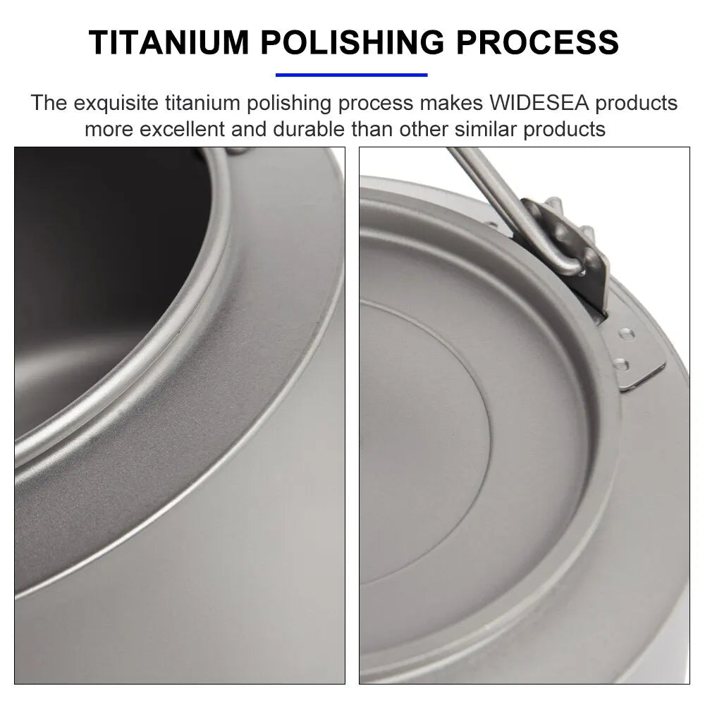Ultralight Titanium Camping Kettle Outdoor Tea & Coffee Pot Grey-2