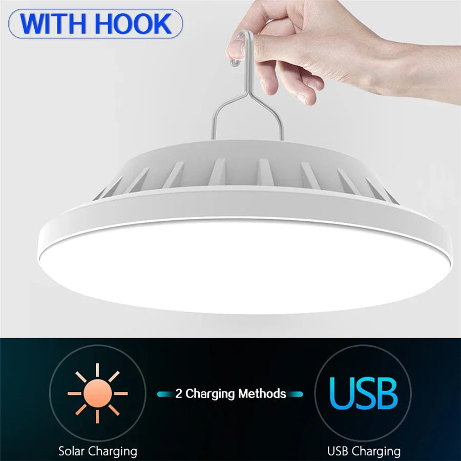 USB Rechargeable LED Solar Camping Light Portable Lanterns 5 Mode Emergency Night Market Light Outdoor Tent Lamp for BBQ Fishing