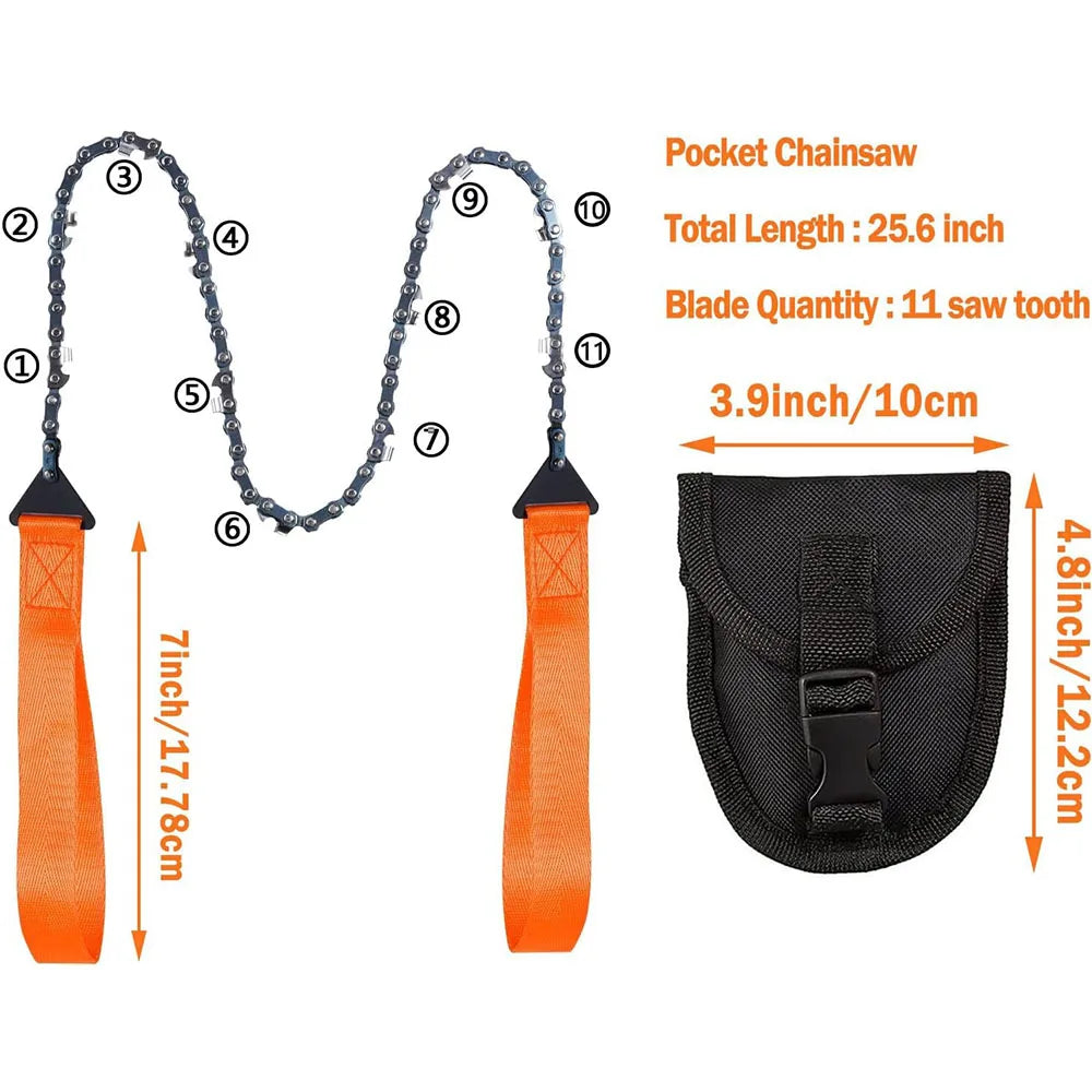 Portable Survival Chain Saw Emergency Camping Hiking Climbing Tools Manual Chain Saw Tool Bag Outdoor Hand Zipper Saw Kit
