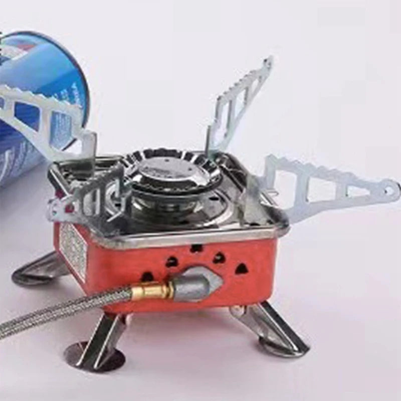 Outdoor Mini Square Stove Portable Folding Gas Stove Card Camping Cooking Utensil Ultra-Light Travel Cookware Hiking Equipment