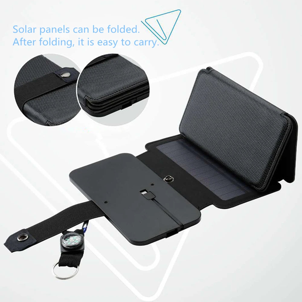 Portable Folding Outdoor Solar Panel Charger 5V 2.1A USB Output Devices Camp Hiking Backpack Travel Power Supply For Smartphones