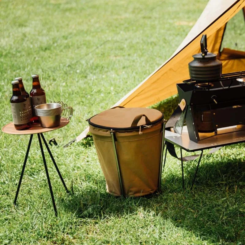 Collapsible 20L Outdoor Camping Trash Bin Waste Container Khaki-2