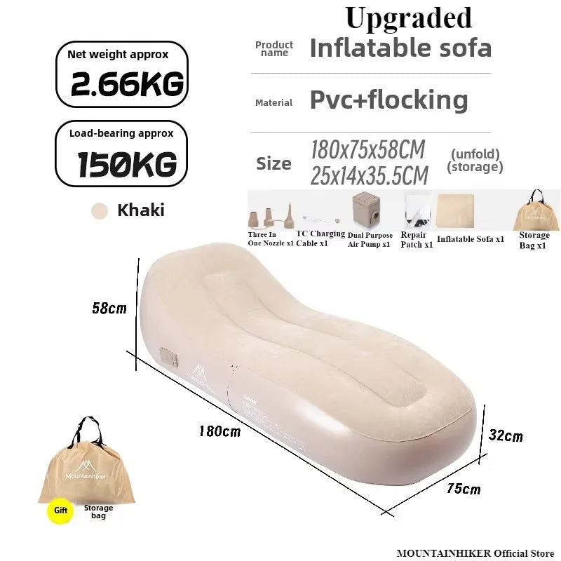 Fast Inflatable Air Sofa Bed Portable Automatic Camping Mattress Khaki-1