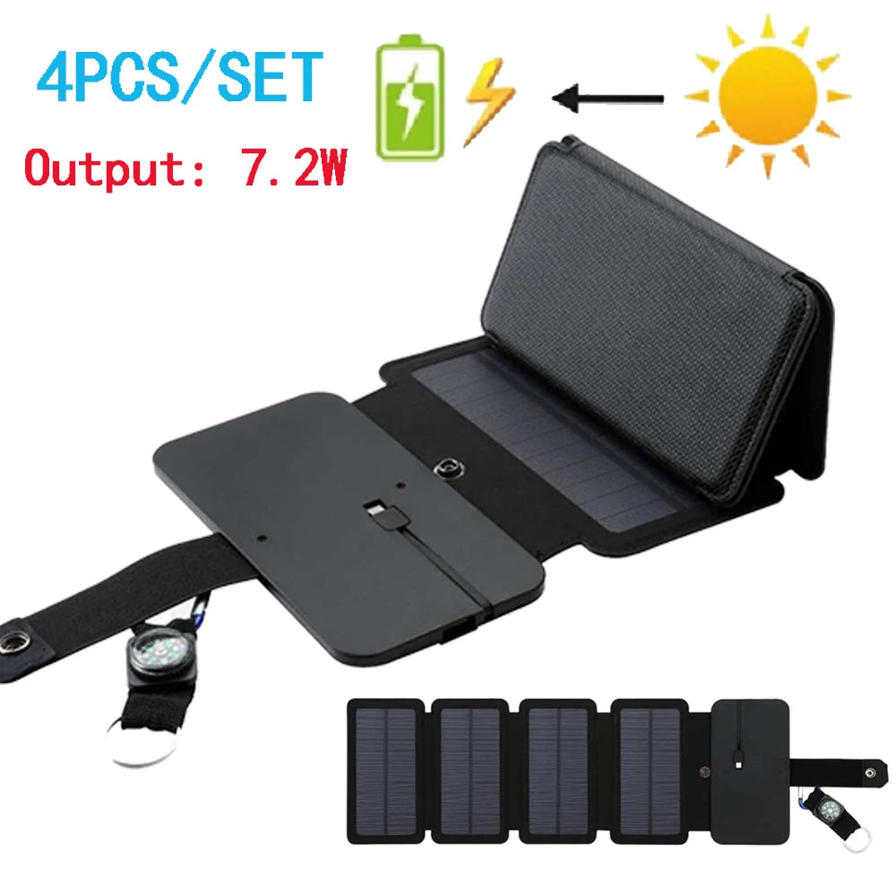 Portable Folding Outdoor Solar Panel Charger 5V 2.1A USB Output Devices Camp Hiking Backpack Travel Power Supply For Smartphones
