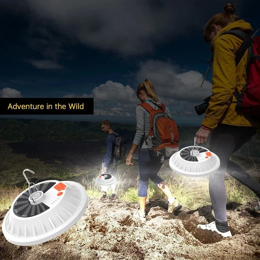 USB Rechargeable LED Solar Camping Light Portable Lanterns 5 Mode Emergency Night Market Light Outdoor Tent Lamp for BBQ Fishing