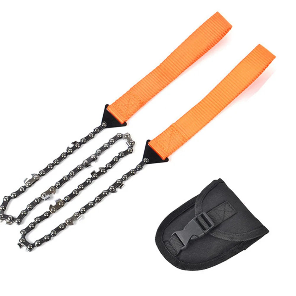 Portable Survival Chain Saw Emergency Camping Hiking Climbing Tools Manual Chain Saw Tool Bag Outdoor Hand Zipper Saw Kit