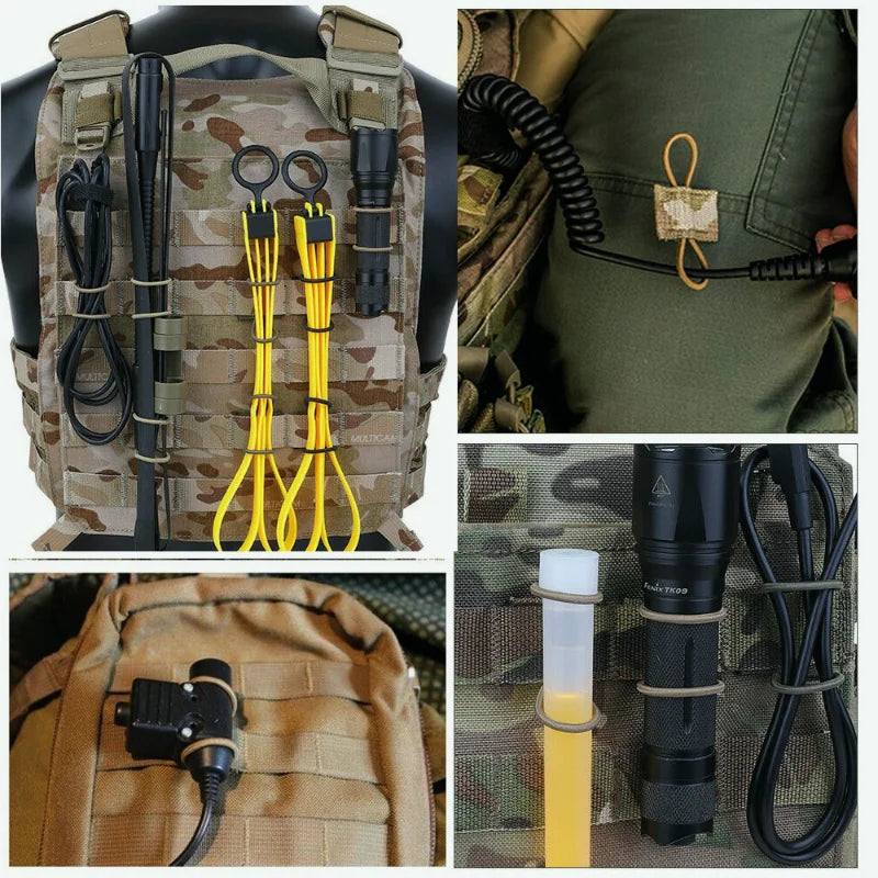 MOLLE Elastic Strap Bag Binding Buckles Outdoor Camping Multitool Retainer For Antenna Stick Pipe Camping Gear