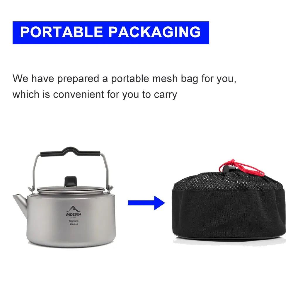 Ultralight Titanium Camping Kettle Outdoor Tea & Coffee Pot Grey-4