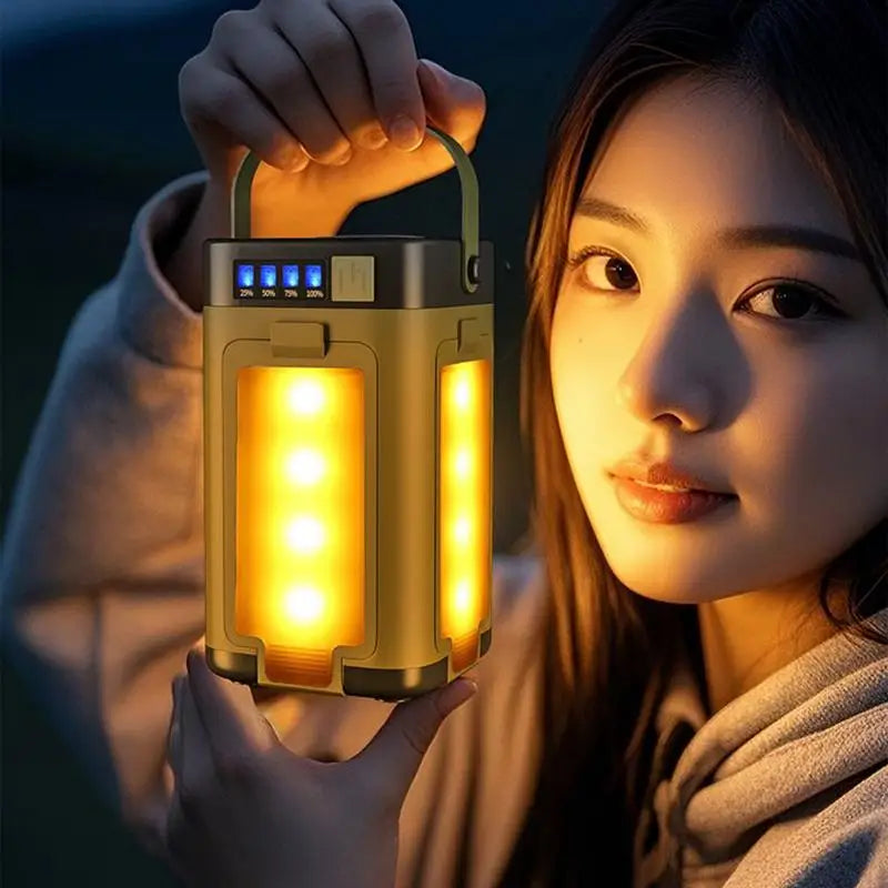 Solar Portable Camp Light Camping Lamp Foldable Flashlight Emergency Power Bank Work Floodlight For Outdoor Camping