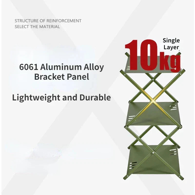 Portable Three-Tier Outdoor Folding Shelf for Camping, BBQ, and Garden Storage-2
