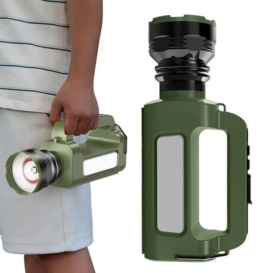 Solar Flashlight Camping Flashlight Rechargeable High-Power Spotlight Torch for Fishing Power Outage Outdoor Home Hiking Night