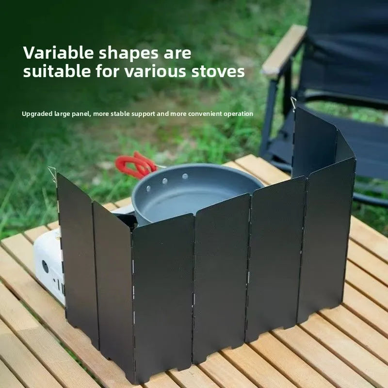 Stove Windshield Folding Structure 10 Plates Camping Supplies Wind Deflectors Stove Picnic Cooking Burner Windproof Screen