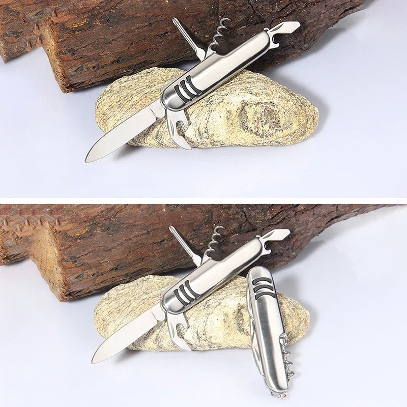 1 Piece Multifunctional Folding Stainless Steel Knife Swiss Army Knife Camping Knife Fruit Knife Barbecue Universal Knife