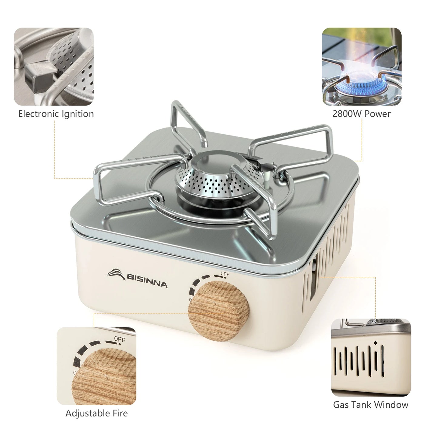 BISINNA Camping Gas Stove 2800W High Firepower Portable Cassette Furnace Outdoor Gas Burner Picnic Camp