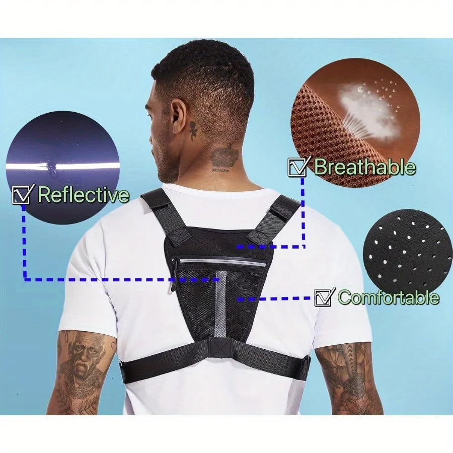 OutdoorTactical Chest BagRunning Vest Waterproof Anti-Theft Chest Bag Running Vest Bag with Adjustable Shoulder Straps