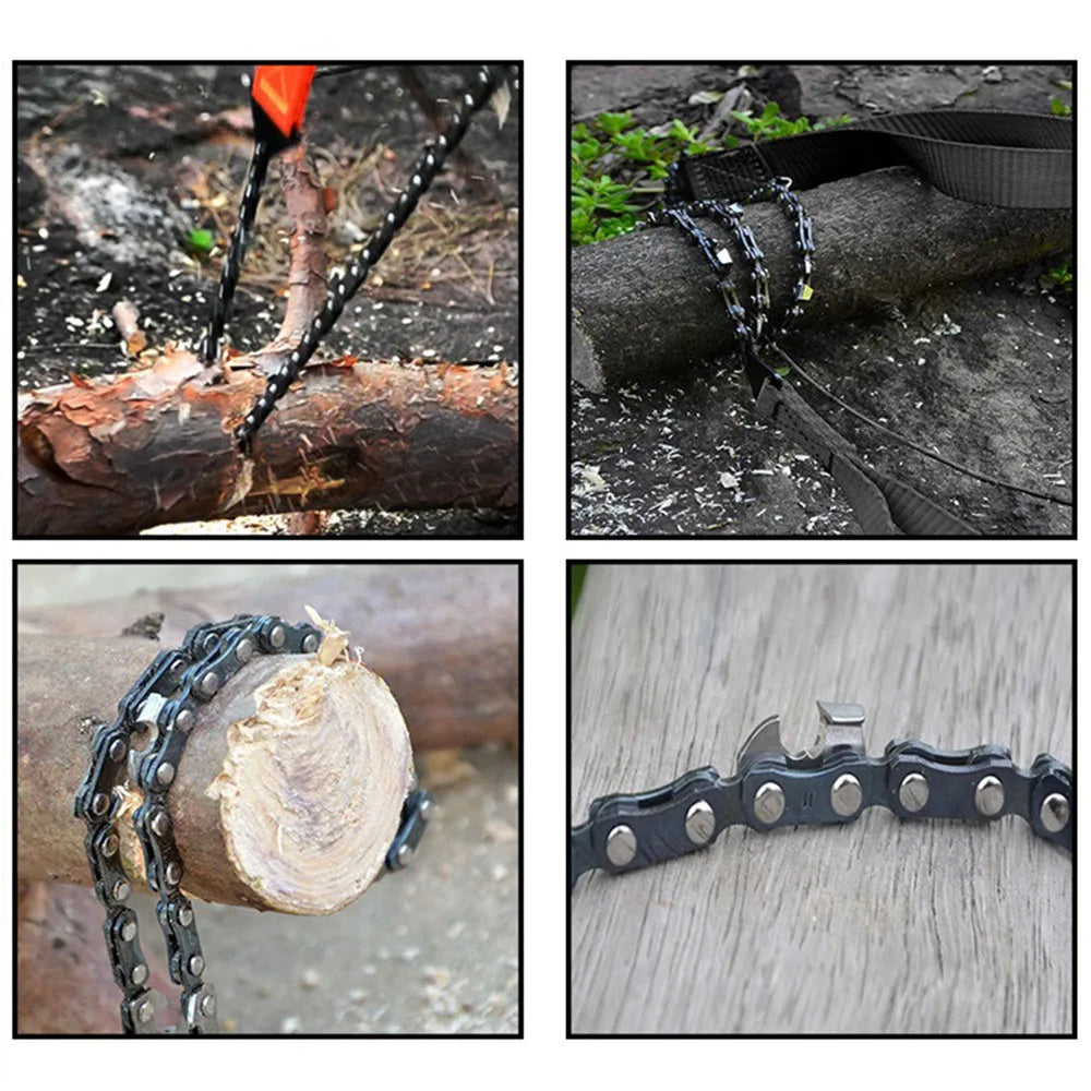 Portable Survival Chain Saw Emergency Camping Hiking Climbing Tools Manual Chain Saw Tool Bag Outdoor Hand Zipper Saw Kit