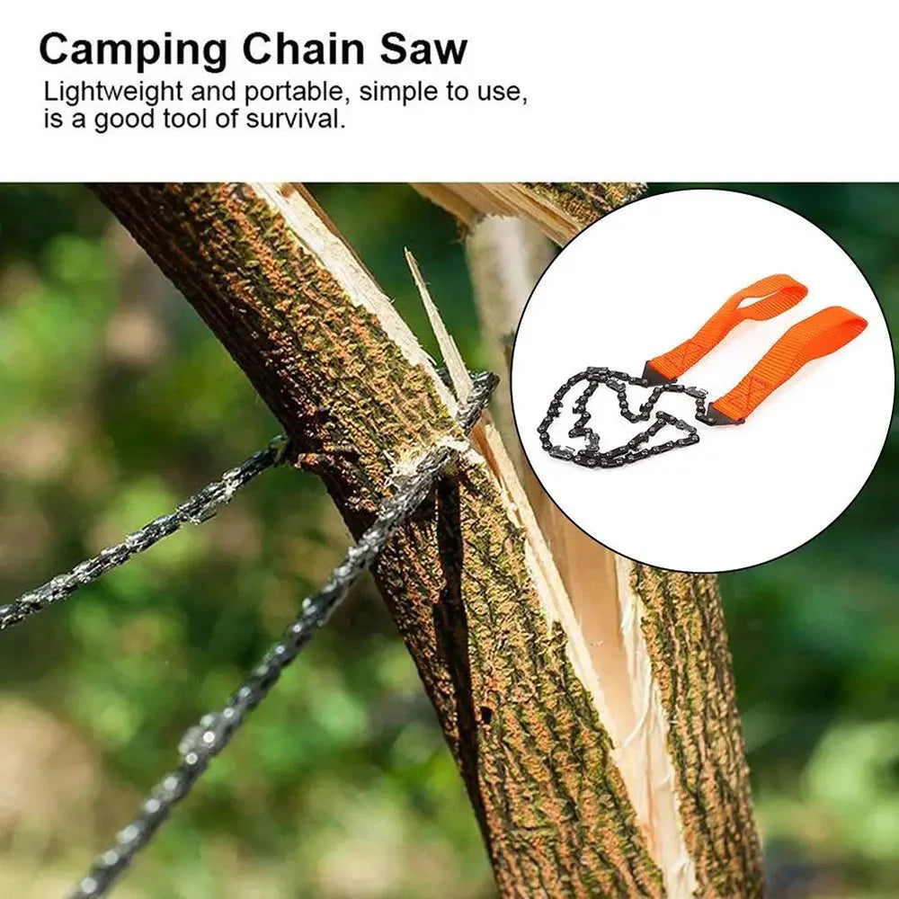 Portable Survival Chain Saw Emergency Camping Hiking Climbing Tools Manual Chain Saw Tool Bag Outdoor Hand Zipper Saw Kit