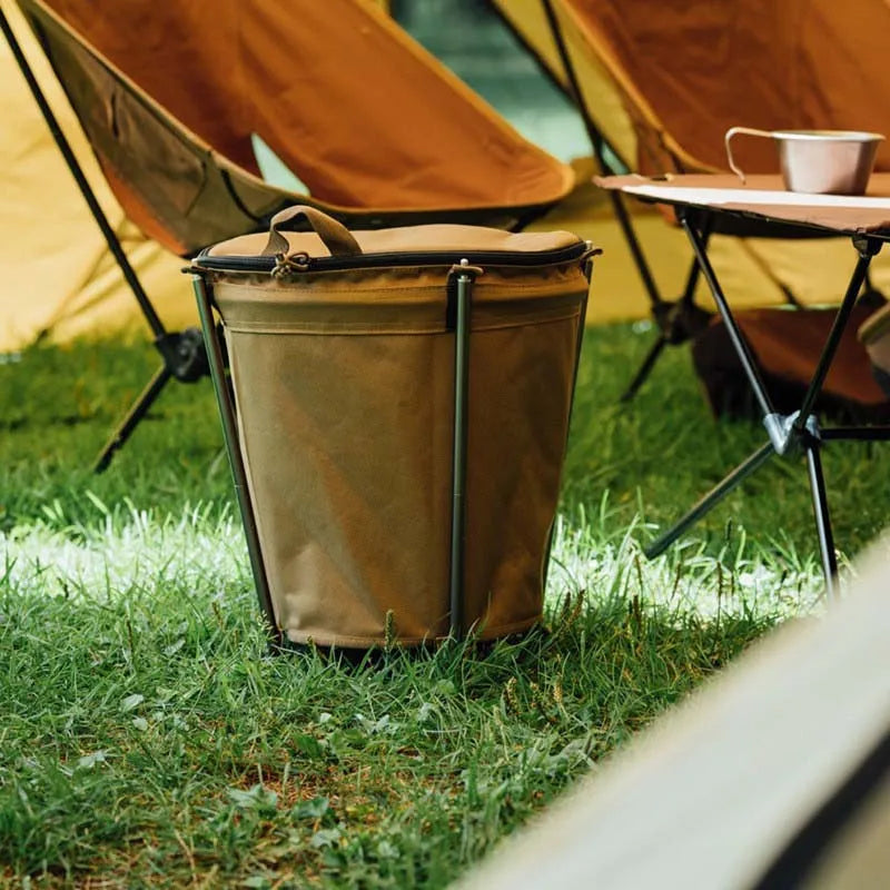 Collapsible 20L Outdoor Camping Trash Bin Waste Container Khaki-1