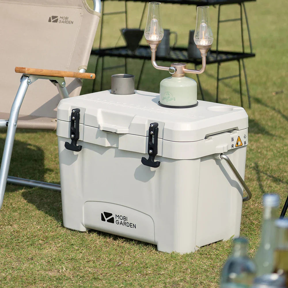 25L Portable Camping Ice Box Cold Storage Cooler White-1