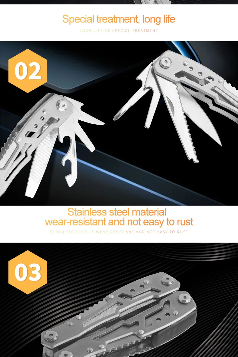 Multifunction Folding Pliers Pocket Knife Plier Outdoor Camping Tactical Survival Hunting Tools Stainless Steel Multi-tool Knife