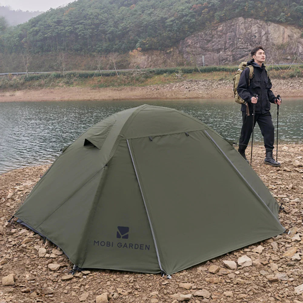Double-Layer Camping Tent Olive Green-1