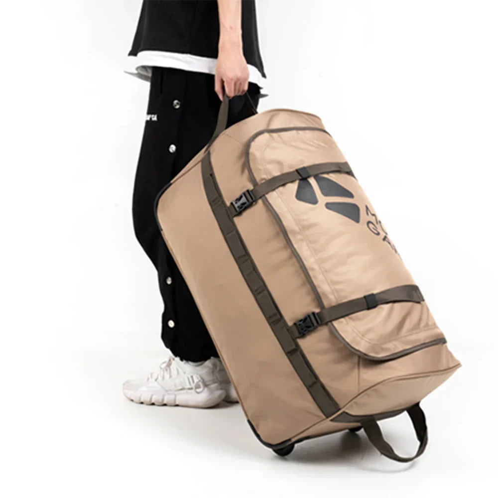 Camping Trolley Storage Bag 80L Duffel with Wheels Brown-1