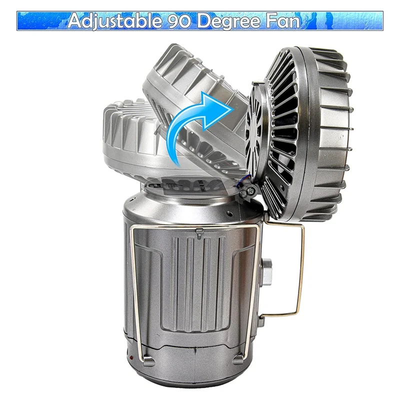 XSXS-6 In 1 Camping Fan 2 In 1 Hanging Fan With Led Lantern Solar Powered Fan Portable Rechargeable Gold