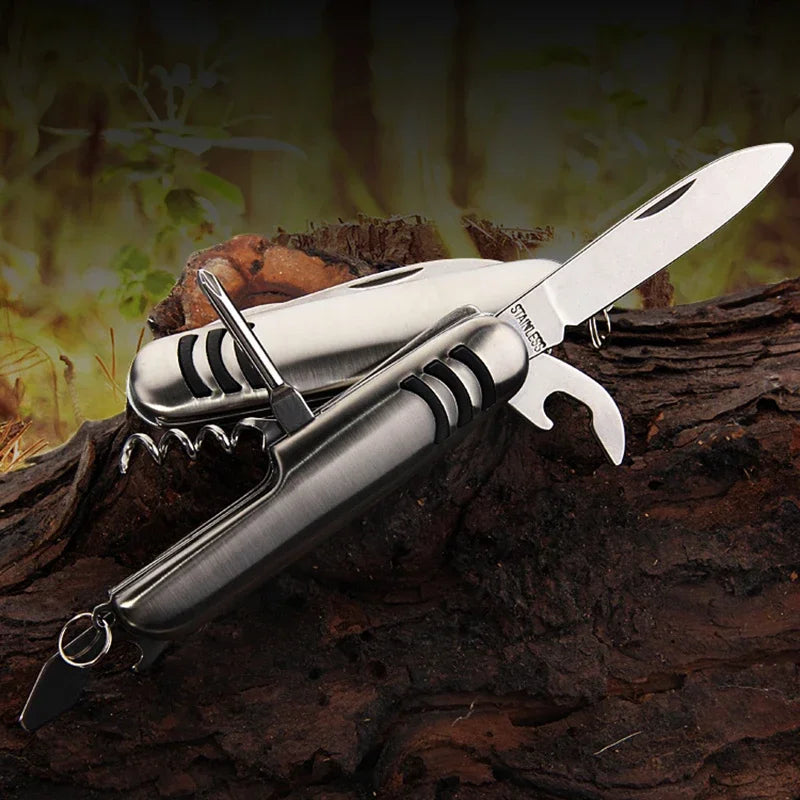 1 Piece Multifunctional Folding Stainless Steel Knife Swiss Army Knife Camping Knife Fruit Knife Barbecue Universal Knife